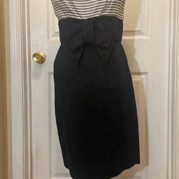 EUC Vintage Zip Up Black Dress with Removable Striped Blouse - Picture 3 of 11